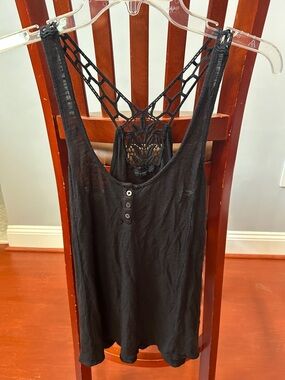 Aeropostale Black Crochet Back Tank Camisole Top